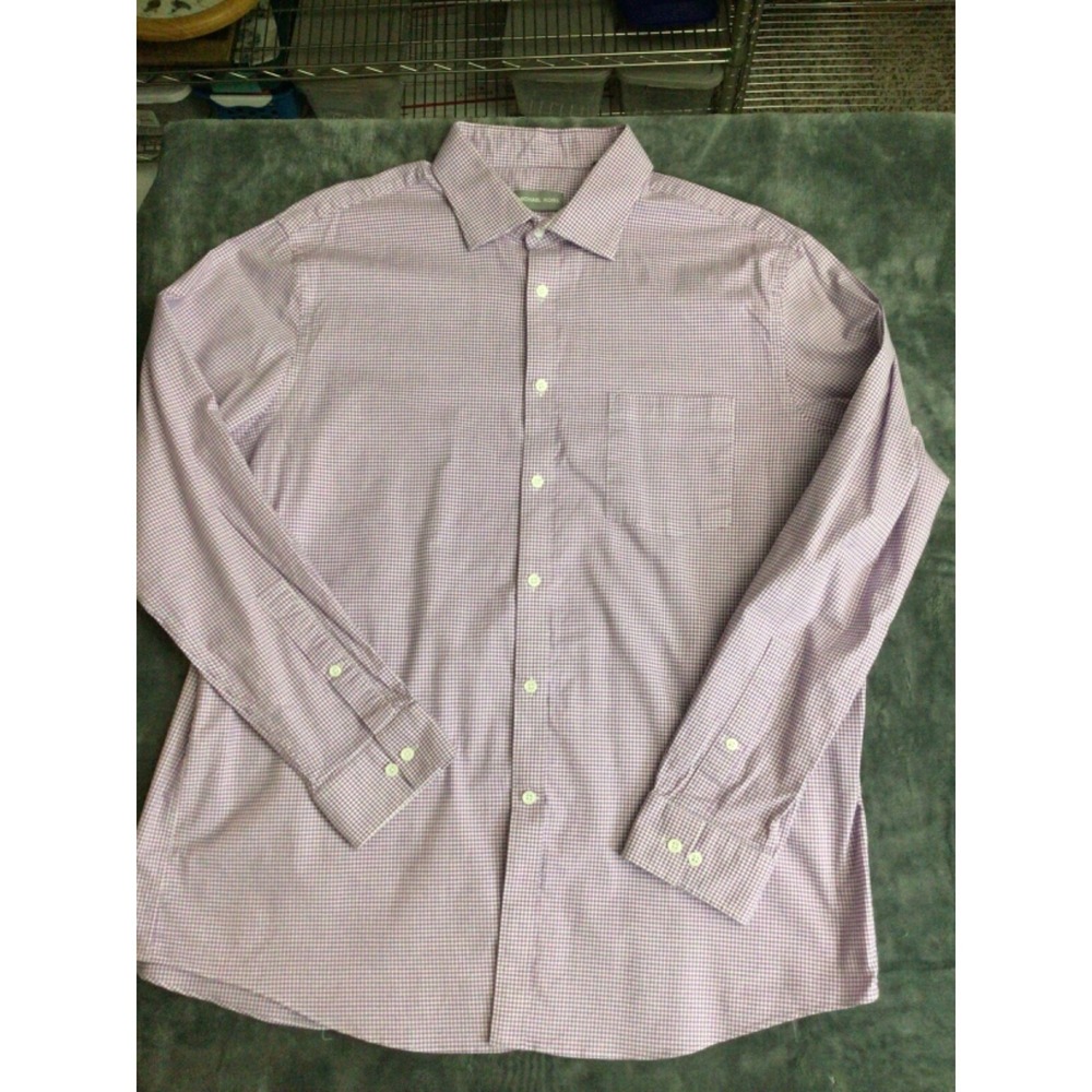 Mens Michael Kors plaid button up dress shirt regular‎ fit  Purple size XL